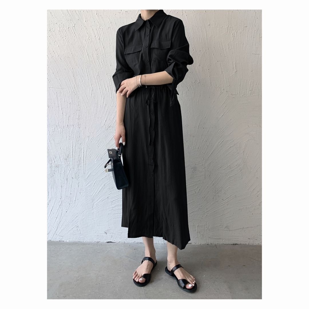 Minimalist Versatile Cinch Waist Maxi Dress