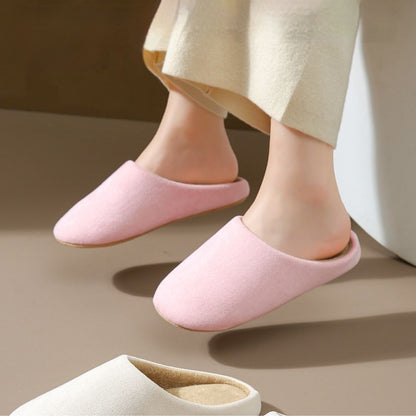 Japanese-Style Cotton Slip-On Slippers with Quiet, Soft Soles