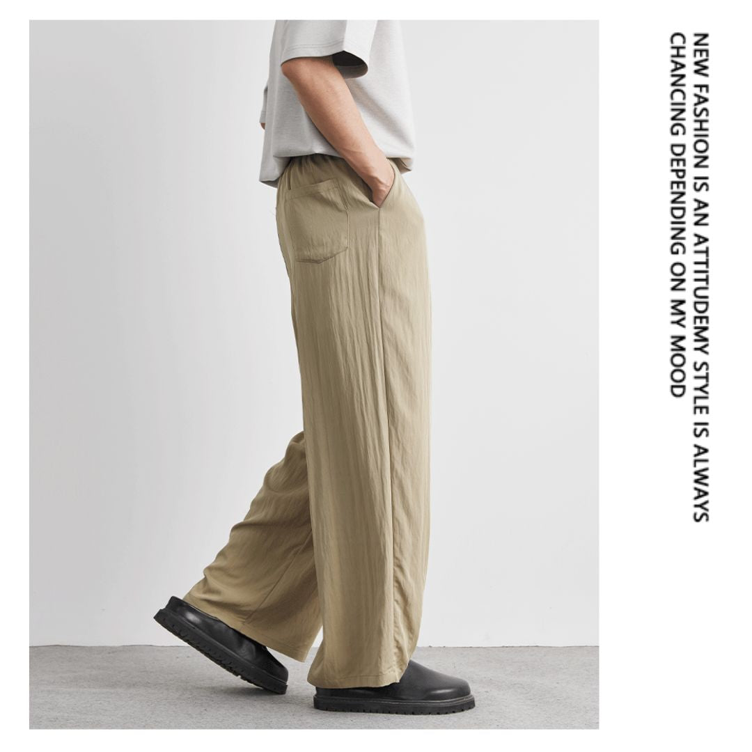 Draped Ice Silk Loose-Fit Casual Pants