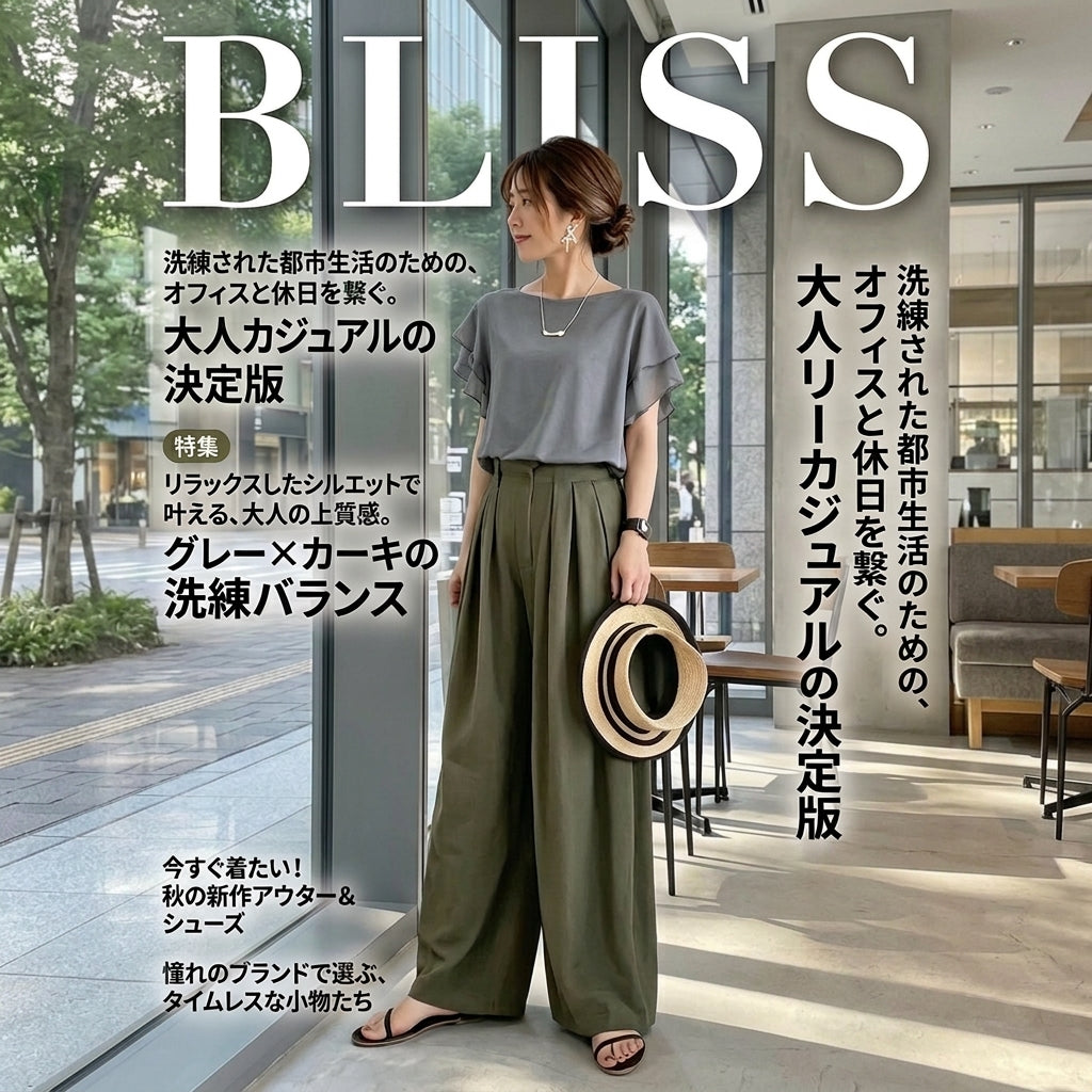 Crewneck Double Layer Ruffle Blouse with Bow and Wide Leg Pants Set