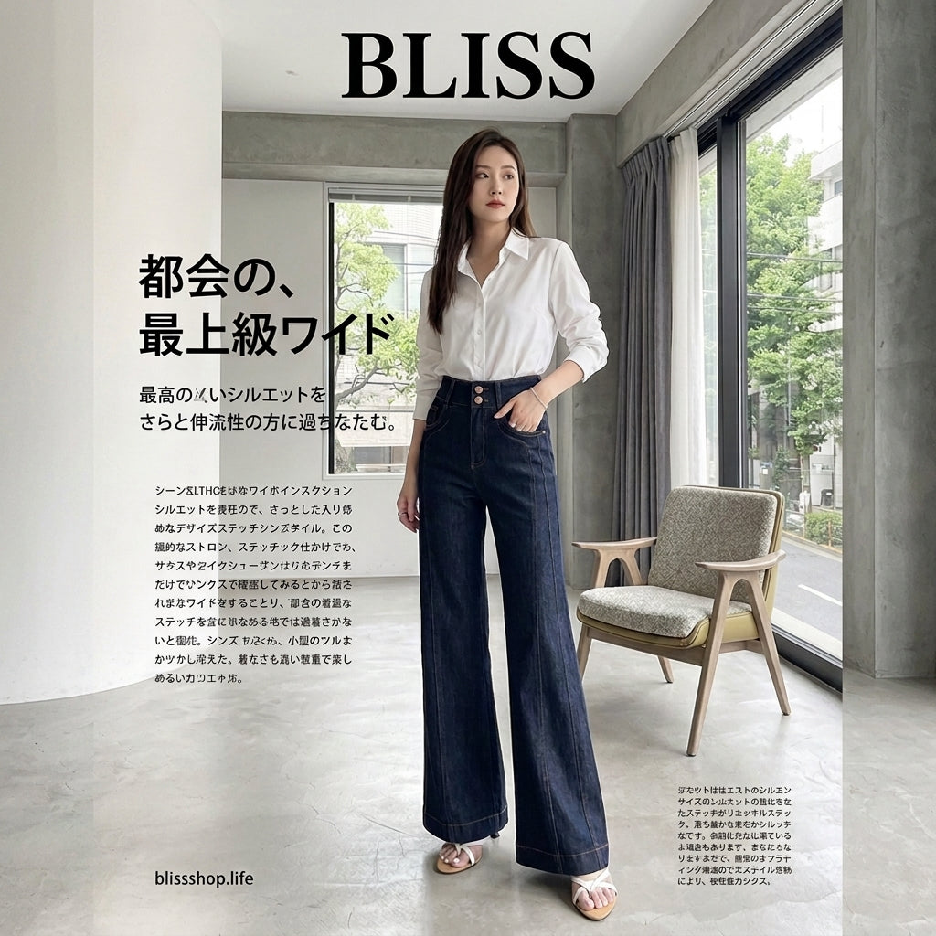 軽量ハイウエストルーズストレートパンツ