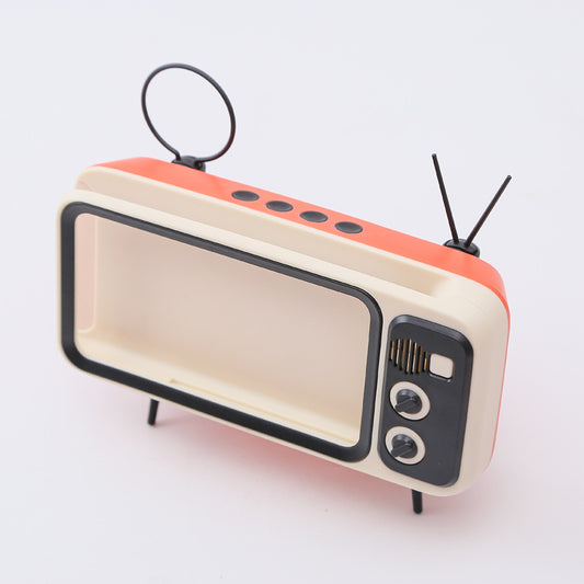 Retro Mini TV Phone Stand with Bluetooth Speaker & 1500mAh Battery