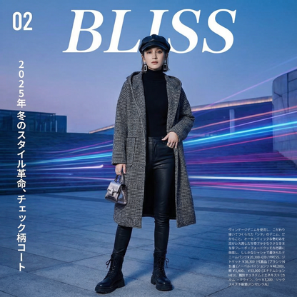 日系千鳥格紋中長款外套