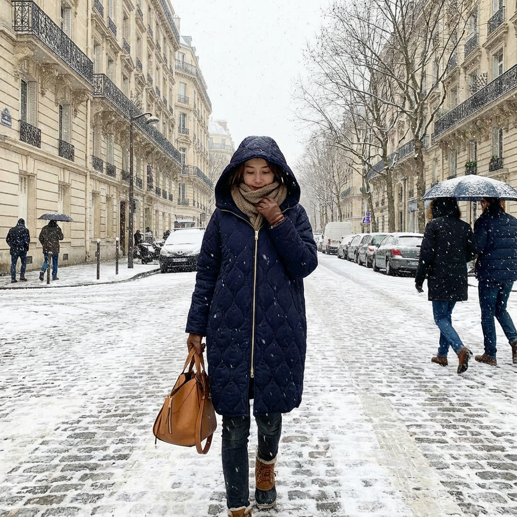 ダイヤモンド柄フード付きコットンジャケット