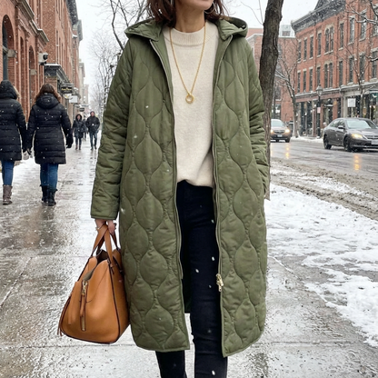 ダイヤモンド柄フード付きコットンジャケット