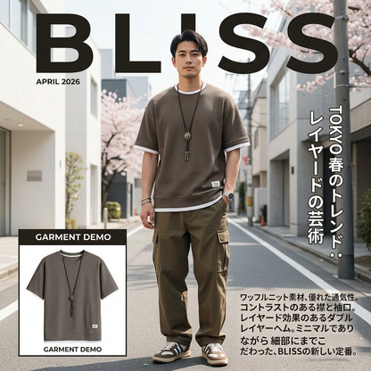 圓領假兩件寬鬆短袖衫(2件起)