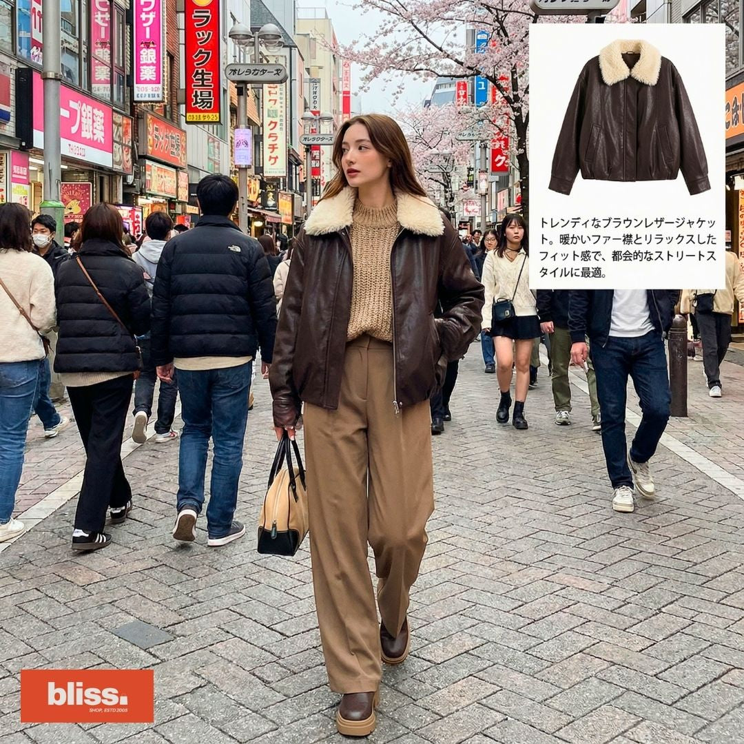 American Vintage Oversized Lapel PU Jacket