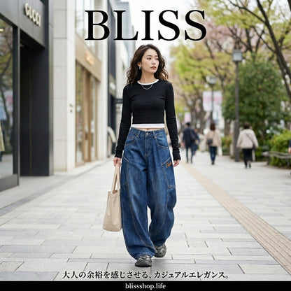 ヴィンテージスタイルのゆったりストレートワイドレッグパンツ  