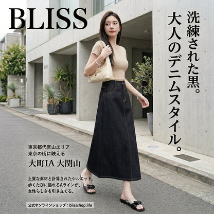 Ice Silk Denim A Line Skirt