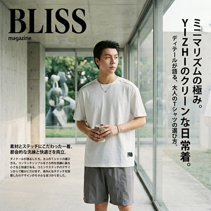 シンプルコントラストステッチ半袖Tシャツ