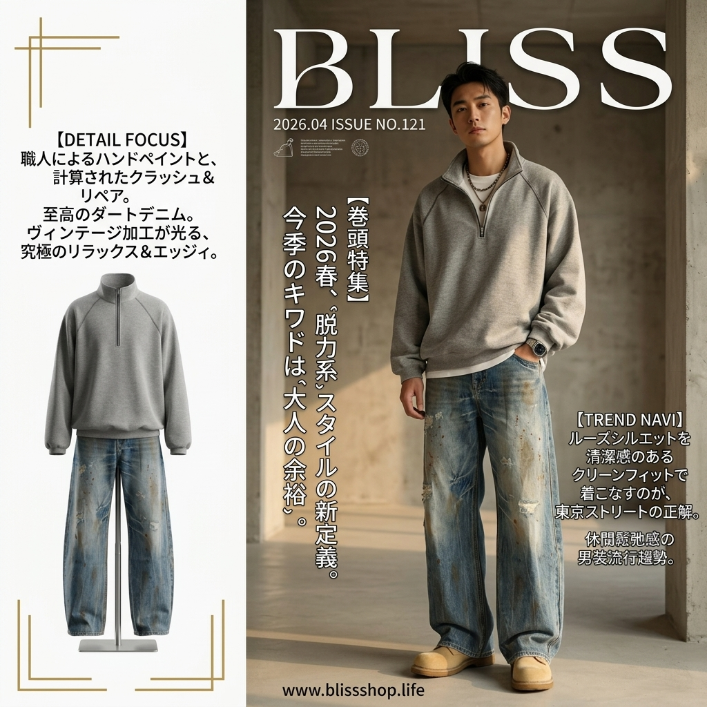 ヴィンテージストレートレッグリップドジーンズ  