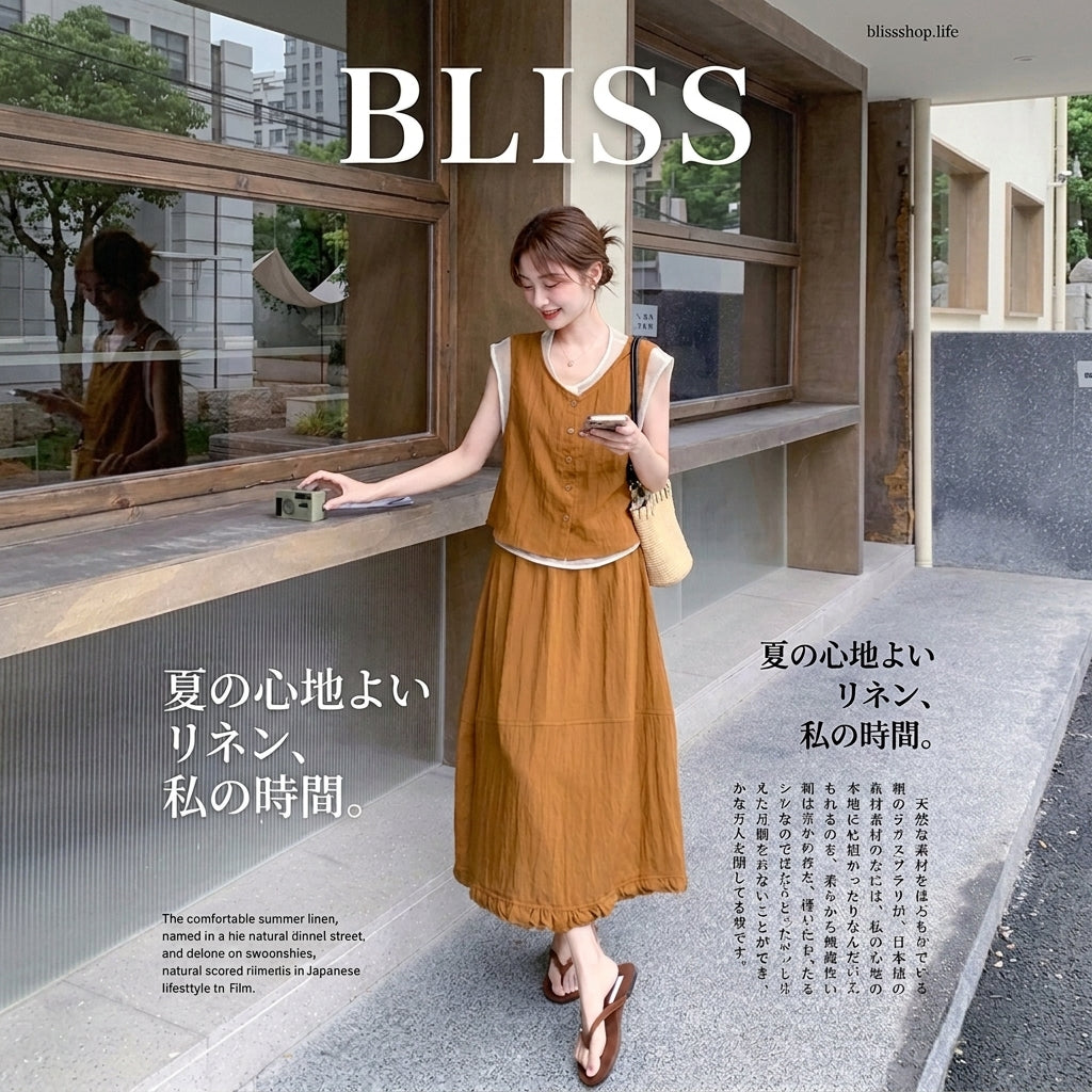 Loose Sleeveless Vest with Ruffled Hem Skirt Three Piece Set