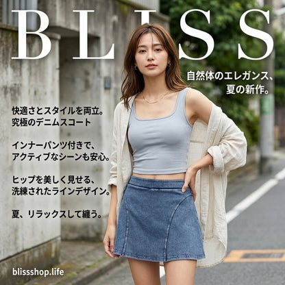 デニム風ツーインワンヨガフィットネスショーツ