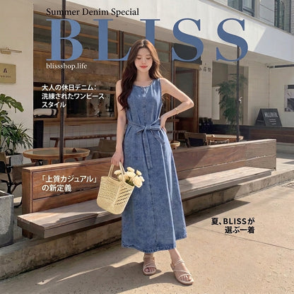 Vintage Denim Sleeveless Vest Dress