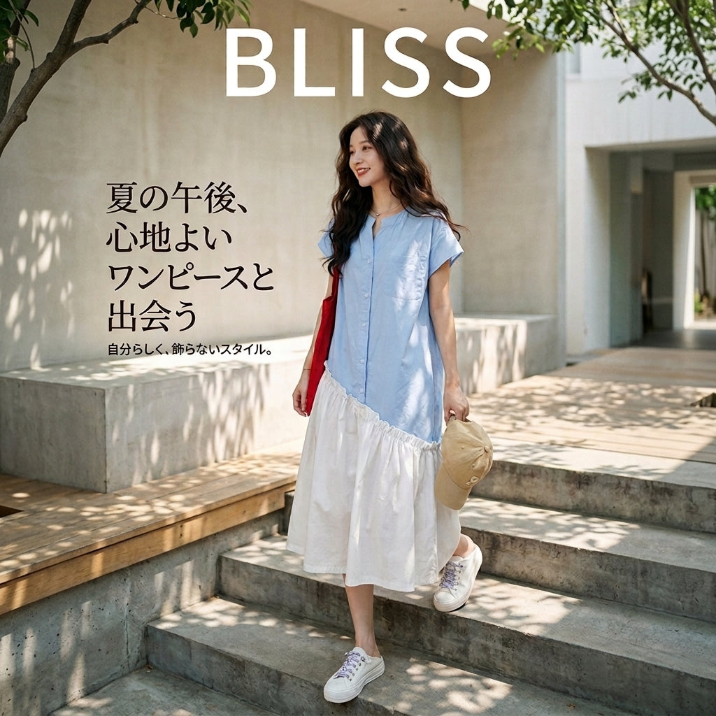 Fresh blue shirt fishtail maxi dress