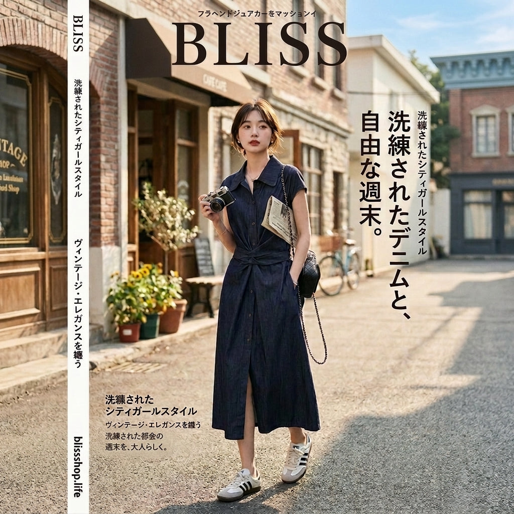 Minimalist Tie Waist Denim Dress