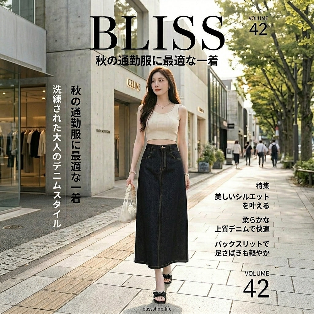 Ice Silk Denim A Line Skirt