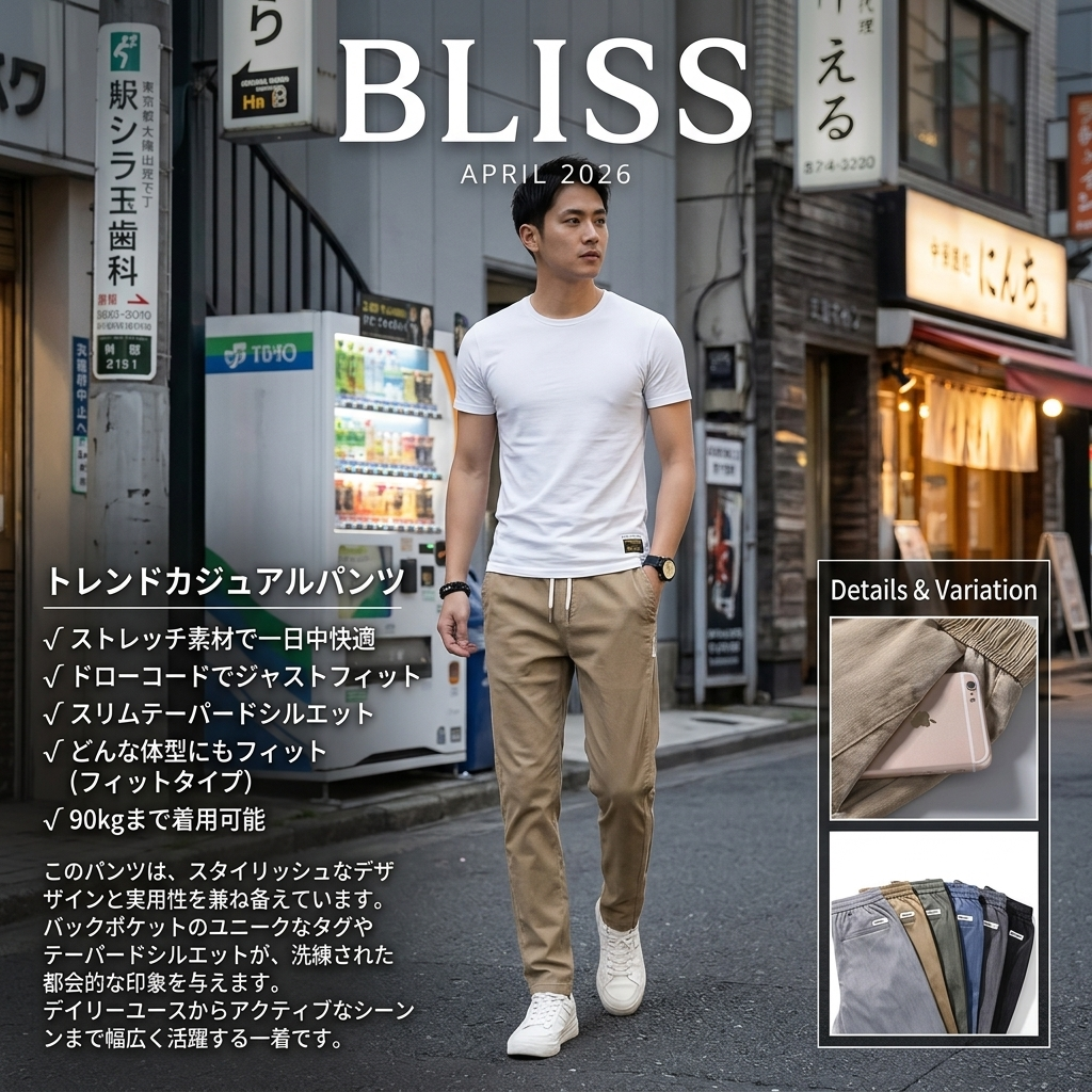 シルキーストレートレッグフェイクデニムトラウザーズ
