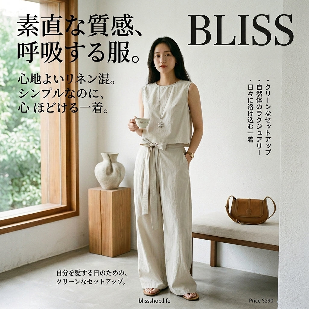 Sleeveless Vest + Side Button Tie Waist Wide Leg Pants Two Piece Set