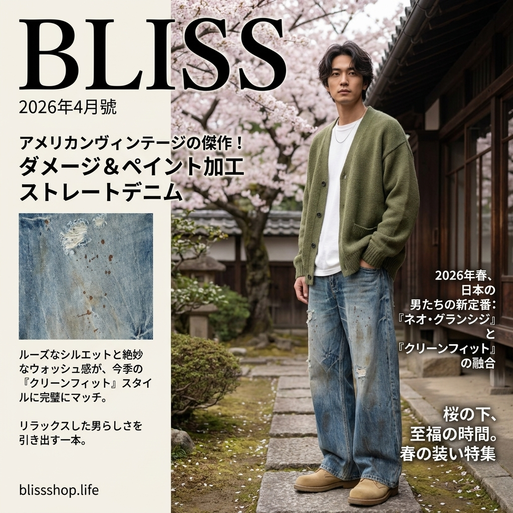 ヴィンテージストレートレッグリップドジーンズ  