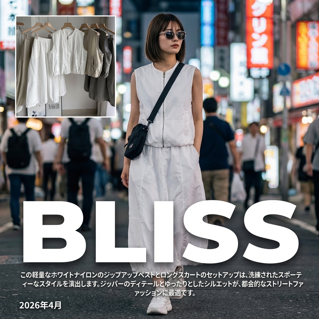 ノースリーブクルーネックタンク＋Aラインスカートセット