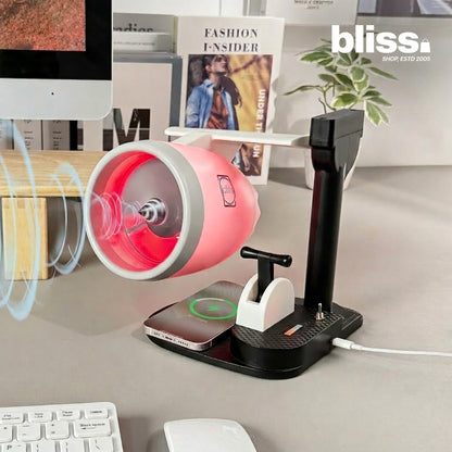 Jet Engine Turbine Desk Fan with Wireless Charging