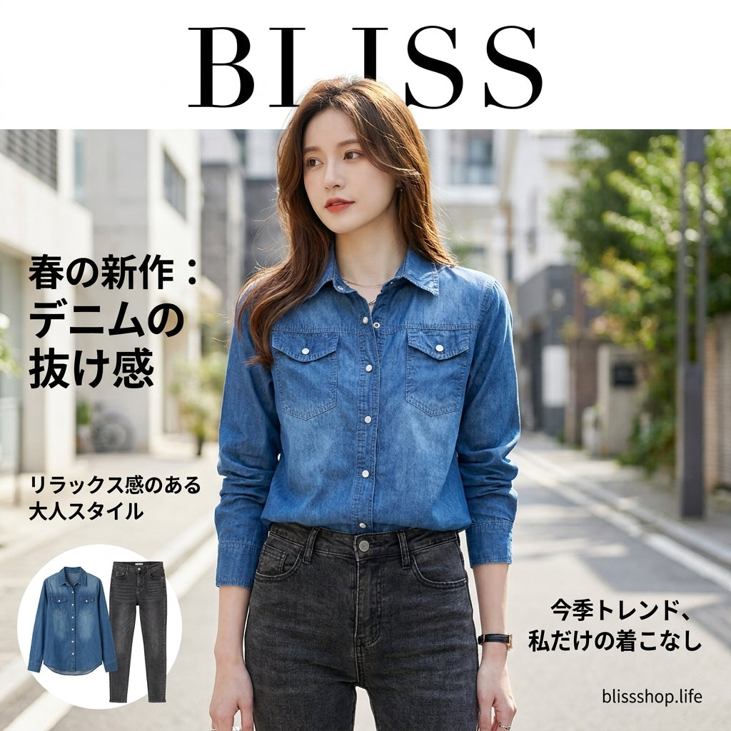 修身長袖牛仔衫
