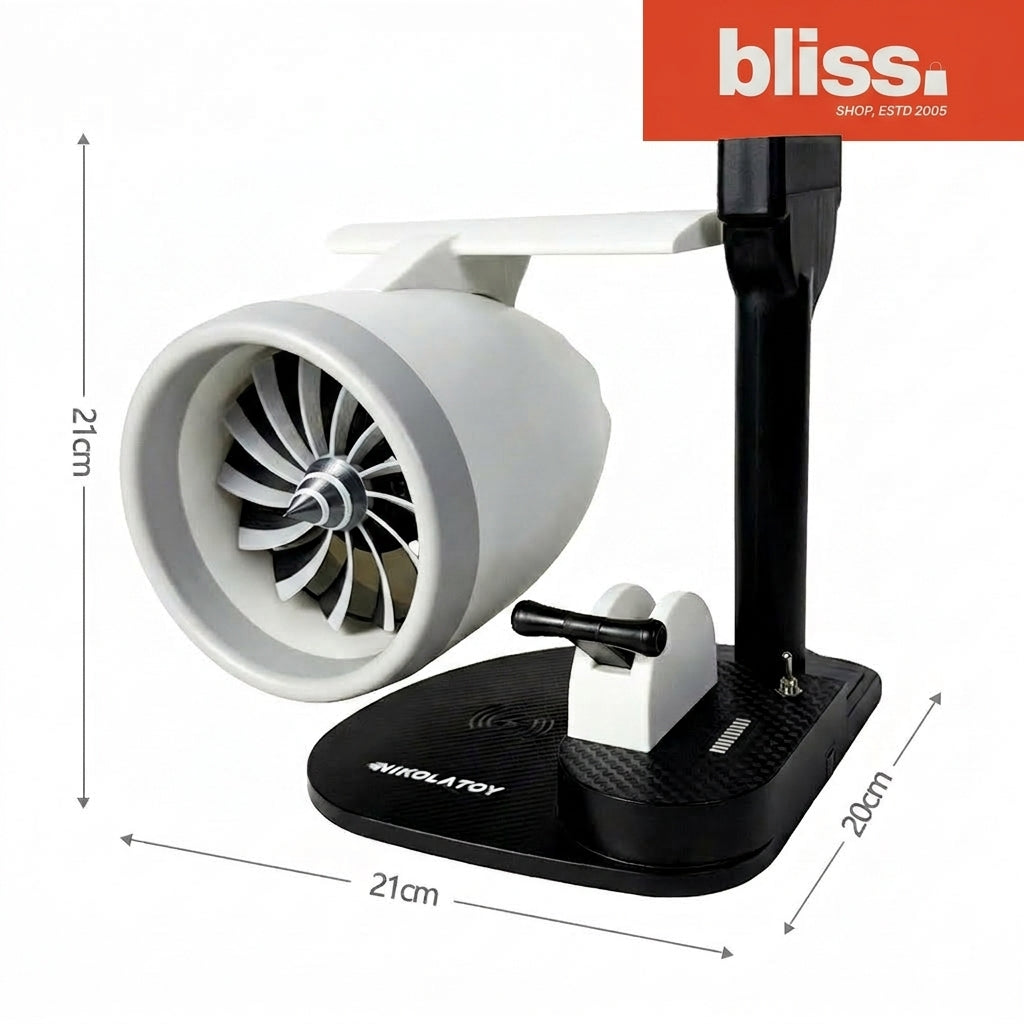 Jet Engine Turbine Desk Fan with Wireless Charging