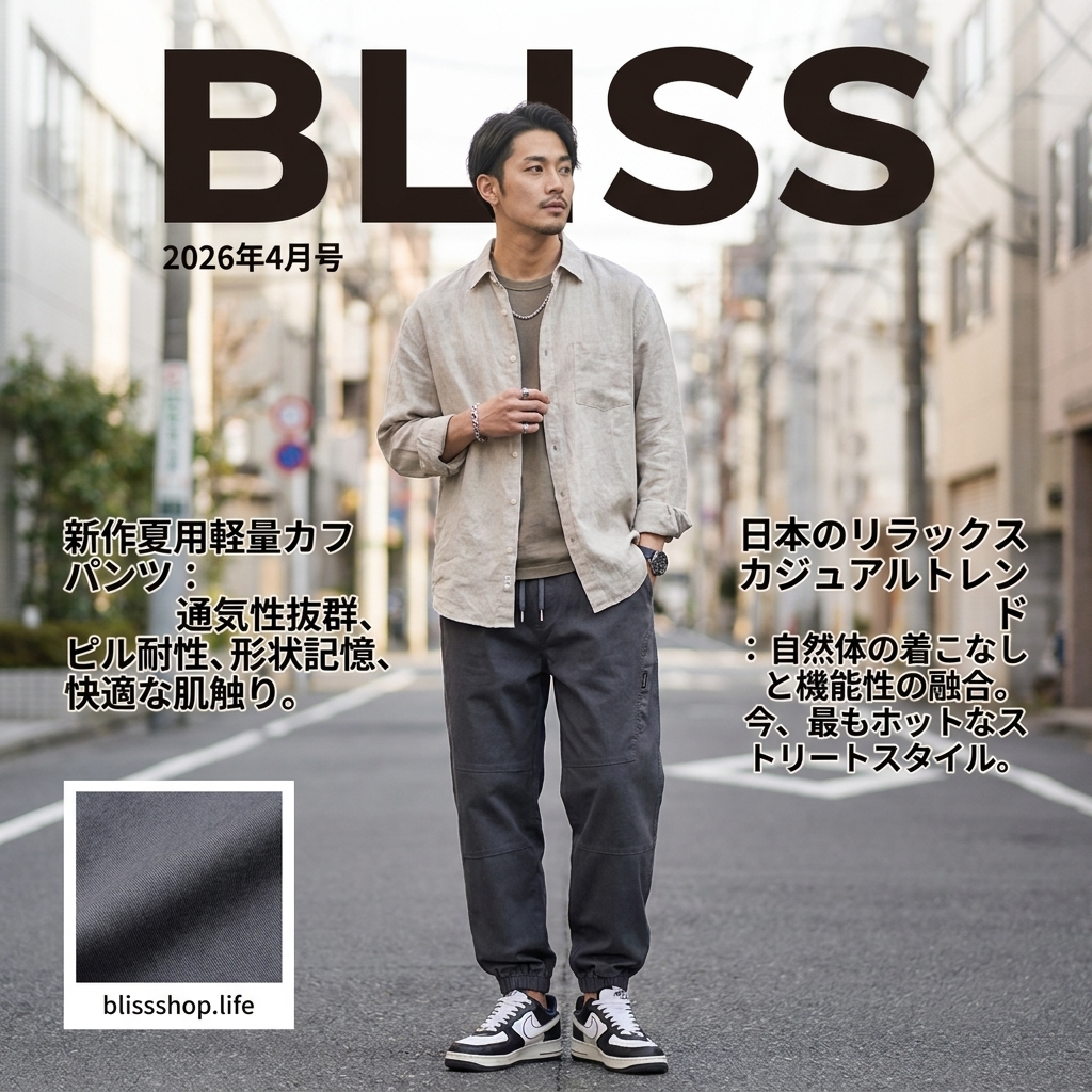 新作夏用軽量カフスパンツ